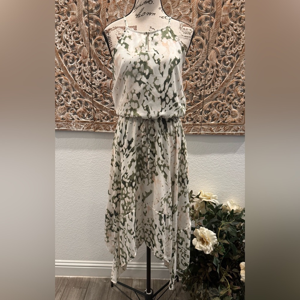 Massimo Asymmetrical Boho Sleeveless Midi Dress